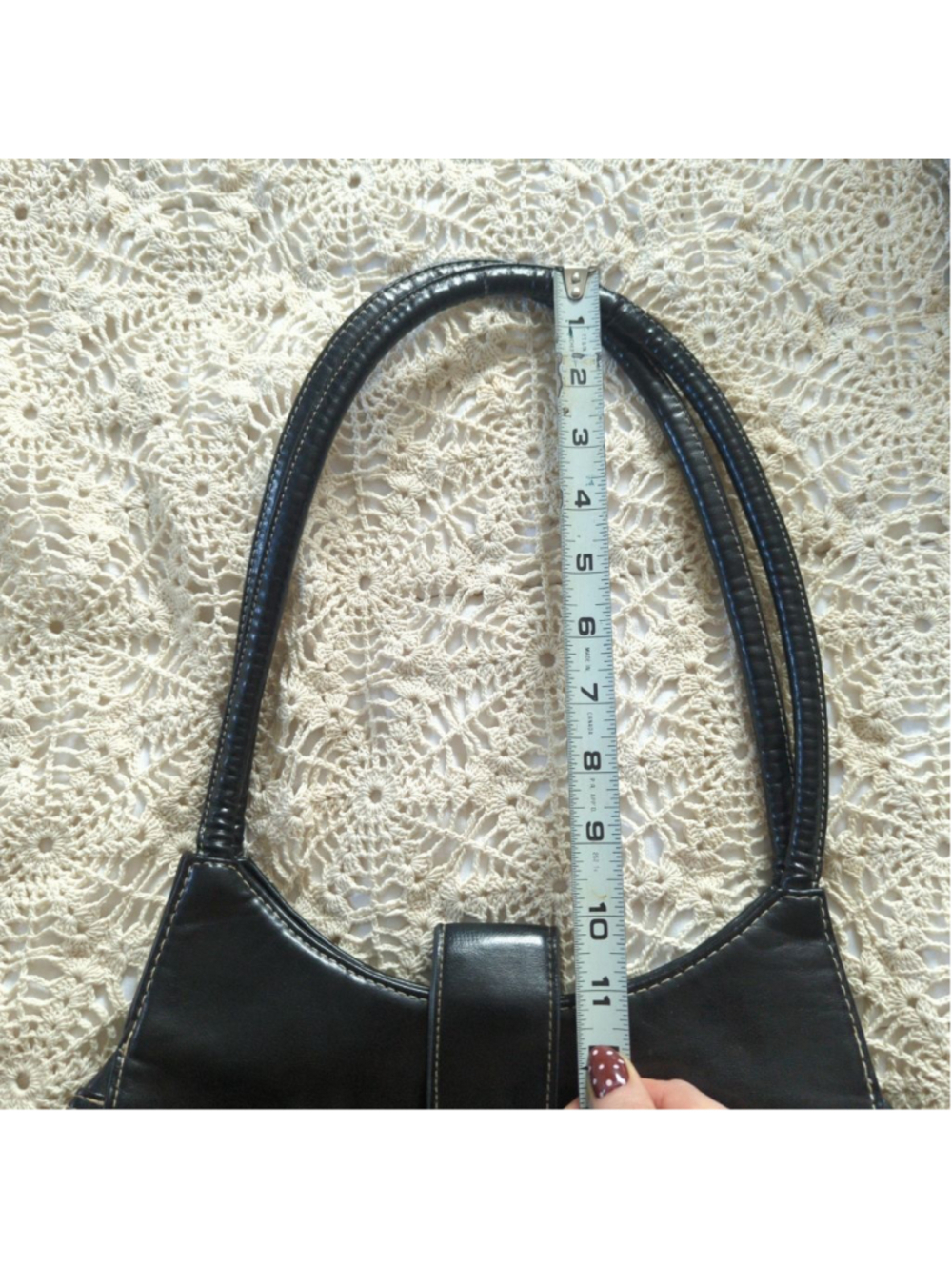Vintage Y2K Fiorelli Black Faux Leather Underarm Shoulder Bag - Contrast Stitch - Picture 13 of 14